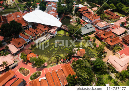 Aerial view of the traditional village of Oriental Village on Langkawi Island. Malaysia 134787477
