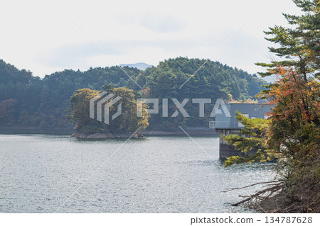 View of Kuroda Dam in Toyota City (Aichi Prefecture) 134787628