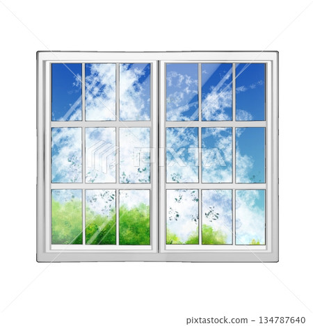 窗外映照著夏日的景象 134787640