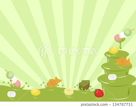 Matcha chocolate fountain frame Matcha chocolate fountain frame 134787731