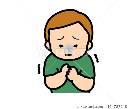 Scared brown-haired boy Scared brown-haired boy 134787948