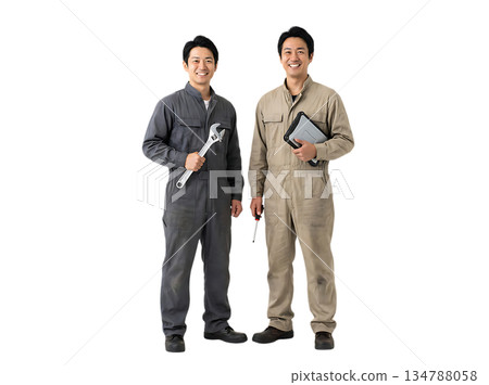 專業的施工現場，技工們已準備好使用工具。 134788058