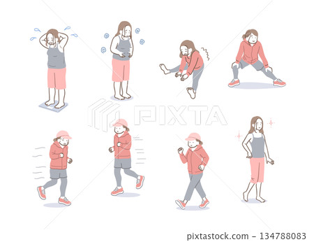 節食婦女的插畫集 134788083