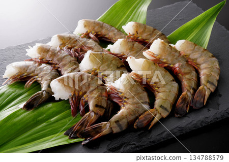 Headless Black Tiger Shrimp 134788579