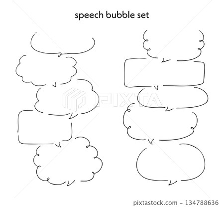 Pen hand-drawn speech bubble set black Pen hand-drawn speech bubble set black 134788636