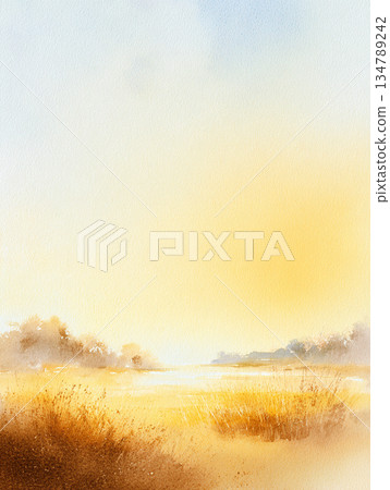 Winter sky and field landscape AI image 134789242
