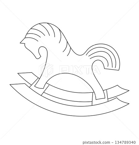 Vintage doodle horse. 2026 element. 134789340