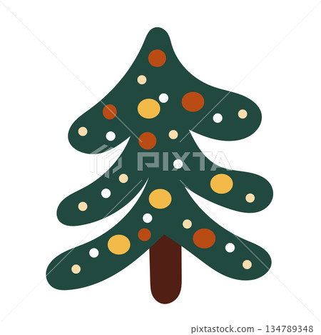 Christmas tree hand drawn illustration. Simple childish Christmas tree. Christmas tree hand drawn illustration. Simple childish Christmas tree. 134789348