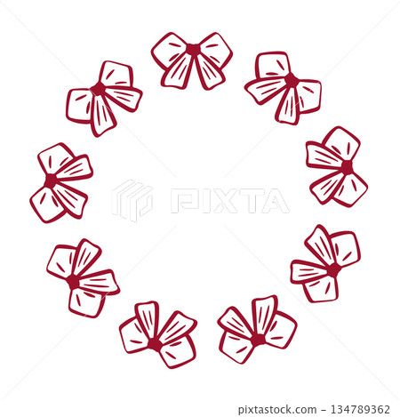 Red bows round frame. Classic red bows. Red bows round frame. Classic red bows. 134789362