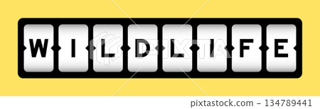 Black color in word wildlife on slot banner with yellow color background 134789441