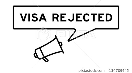 Megaphone icon with speech bubble in word visa rejected on white background Megaphone icon with speech bubble in word visa rejected on white background 134789445