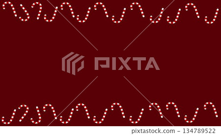 Wavy candy cane-style border on a deep red background, ideal for Christmas frames, cards, or seasonal designs. Wavy candy cane-style border on a deep red background, ideal for Christmas frames, cards, or seasonal designs. 134789522