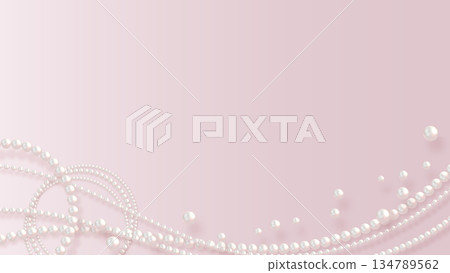 粉紅色背景上的逼真珍珠 134789562