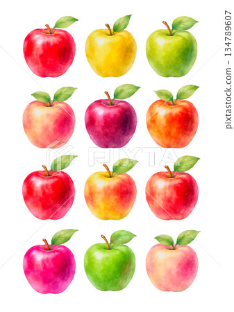色彩繽紛的蘋果插圖 134789607