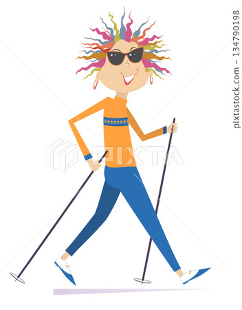 walking, woman, vector 134790198