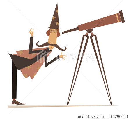 telescope, vector, man 134790633