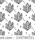 Mystic crystal seamless pattern boho magic line art design 134790721