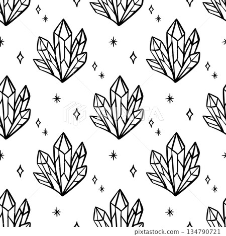Mystic crystal seamless pattern boho magic line art design Mystic crystal seamless pattern boho magic line art design 134790721