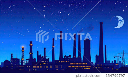 AI image: Factory area at night 134790797