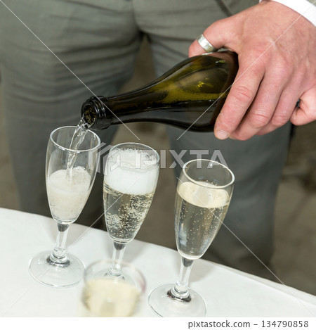 Prosecco bottle and glasses 134790858