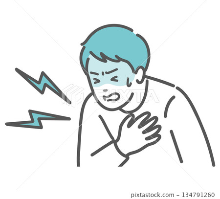 Illustration of a man suffering from heart attack, chest pain, sudden illness Illustration of a man suffering from heart attack, chest pain, sudden illness 134791260