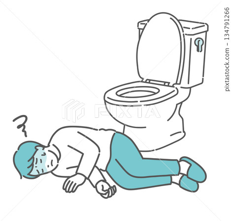 圖：一名男子在廁所失去意識（中暑、昏厥） 134791266