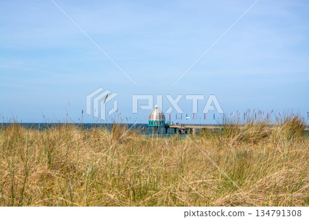 Zingst beach with pier, Mecklenburg-Western Pomerania, Germany 134791308
