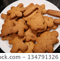 Plate Of Gingerbread Cookies Shaped Like Men And Stars For Festive Treats 134791326
