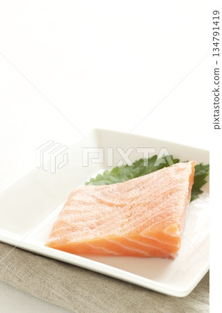 Block of raw salmon Block of raw salmon 134791419