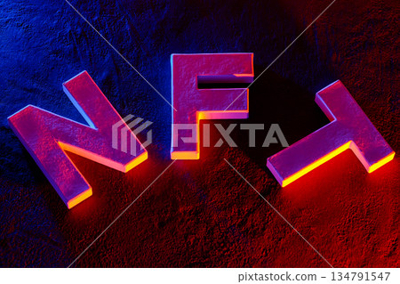NFT Letters Non-Fungible Token Neon Light Art Concept NFT Letters Non-Fungible Token Neon Light Art Concept 134791547