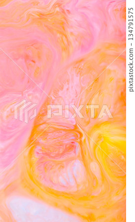 Swirling Pastel Pink and Orange Vertical Fluid Art Background 134791575