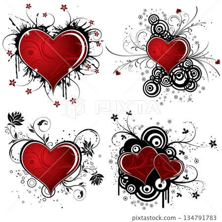 Valentines Day background with hearts and flower Valentines Day background with hearts and flower 134791783