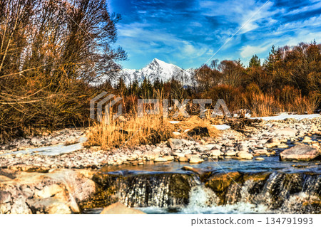 Crystal Clear Mountain River in the High Tatras, Slovakia 134791993