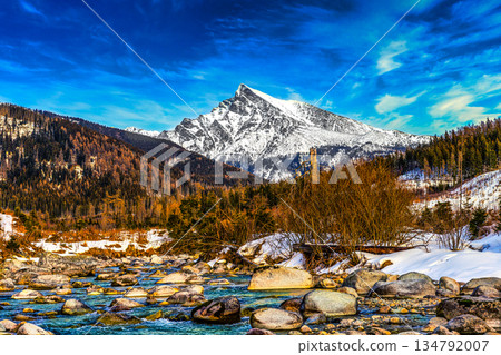 Crystal Clear Mountain River in the High Tatras, Slovakia 134792007