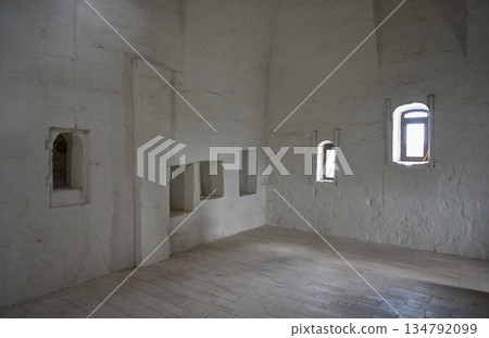 The cell of a hermit monk in an old Christian monastery 134792099