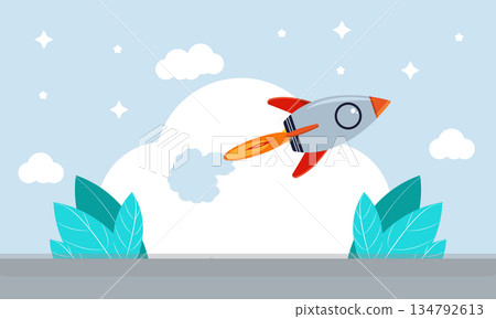 Startup Rocket Launching Above Clouds With Growth And Innovation Concept Illustration Startup Rocket Launching Above Clouds With Growth And Innovation Concept Illustration 134792613