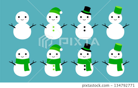 Cute snowman set, green 134792771