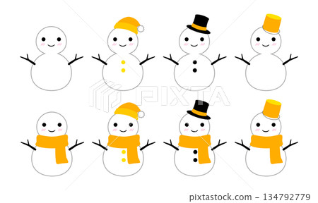 Cute Snowman Outline Set Yellow Cute Snowman Outline Set Yellow 134792779