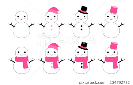 可愛雪人輪廓套裝 粉紅色 134792782