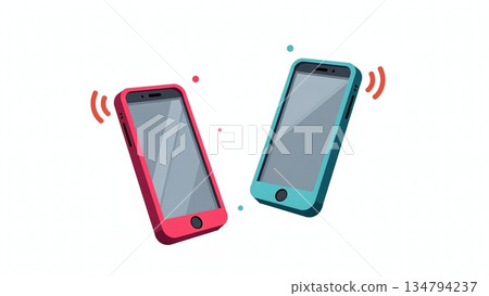 Mobile devices exchanging data - ai generated 134794237