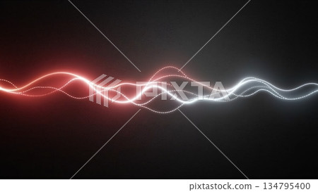 Luminous wave on dark textured background - ai generated 134795400