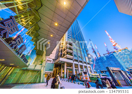 A new view of Tokyo's urban landscape in Japan. TOKYO TORCH A huge steel structure in Otemachi. In front of Tokyo Station, the gateway to Tokyo... 134795531