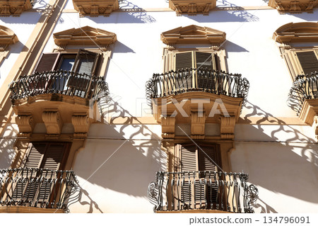 Historic balconies in Palermo, Sicily Historic balconies in Palermo, Sicily 134796091