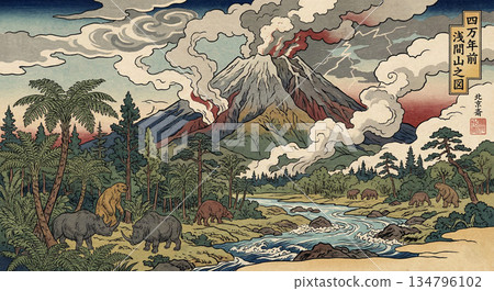 淺間山火山羽流示意圖 淺間山火山羽流示意圖 134796102