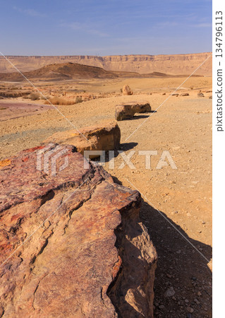 Ramon Crater desert landscape Israel Ramon Crater desert landscape Israel 134796113