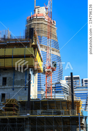Construction of high-rise buildings in Tel Aviv. Israel 134796136