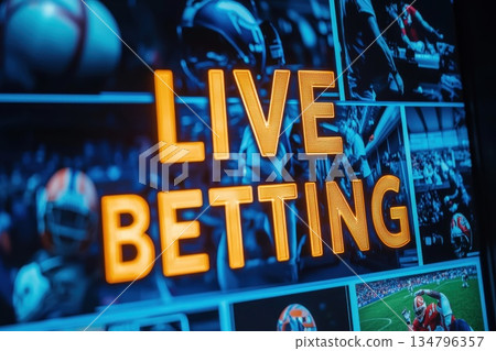 Eye-Catching Visual of Live Betting Featuring Engaging Sports Images and Bold Text Eye-Catching Visual of Live Betting Featuring Engaging Sports Images and Bold Text 134796357
