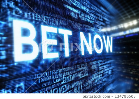 Bright Digital Display Encouraging Sports Betting in a Cinematic Atmosphere 134796503