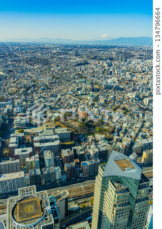 （神奈川縣）從橫濱地標塔眺望橫濱城市景觀與富士山 134796664