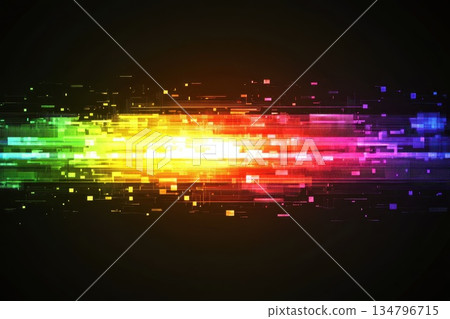 Futuristic Pixelated Rainbow Background for Creative Projects 134796715